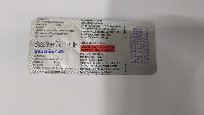 BILASHINE 40 MG TAB (10 PCS)