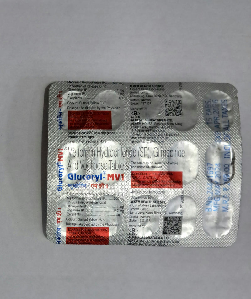 GLUCORYL-MV1MG TAB (15 PCS)