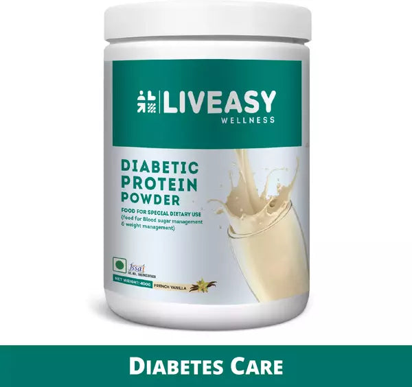 Liveasy Wellness Diabetic Protein - Blood Sugar & Weight Management -French Vanilla 400g Jar