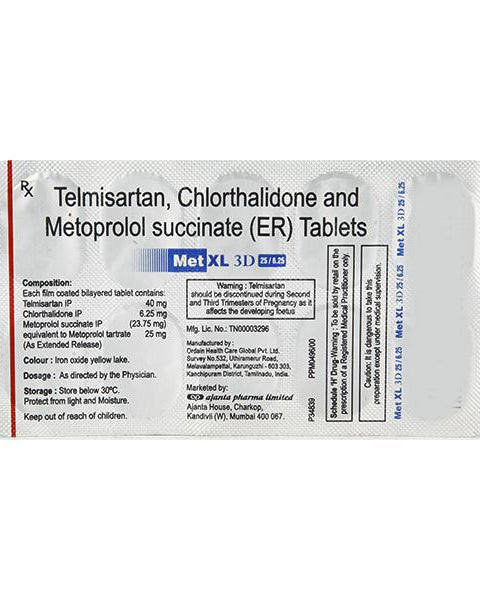 MET XL 3D 25/6.25 TAB (10 PCS)